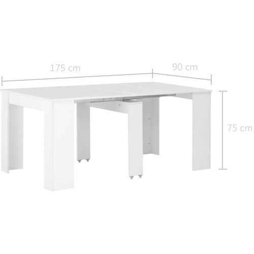 Produživi blagovaonski stol visoki sjaj bijeli 175 x 90 x 75 cm slika 21