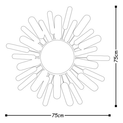 Wallity Metalna zidna dekoracija, Metal Art Mirror Sun slika 3