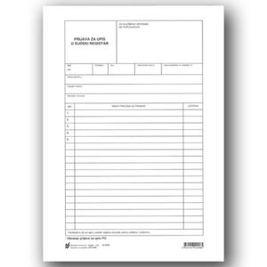 I-541 PRIJAVA ZA UPIS U SUDSKI REGISTAR; List, 21 x 29,7 cm