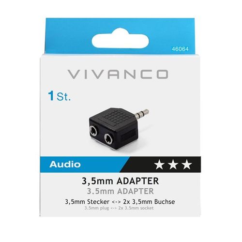 Adapter VIVANCO 46064, 3.5mm jack M na 2x 3.5mm jack Ž slika 1