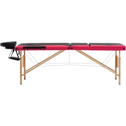 Sklopivi masažni stol s 3 zone drveni crno-ružičasti slika 27