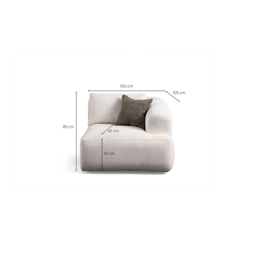 Sofa za 3 osobe Sofia (L1 + O1 + 1R) - bijela slika 12