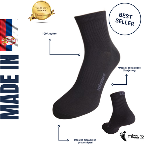 Mizzuro Sportska čarapa crna kratka slika 1