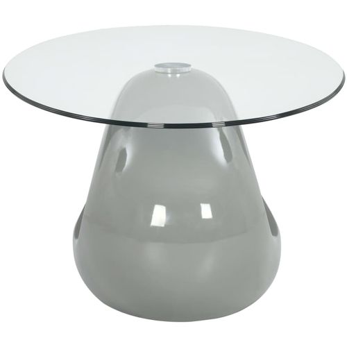 Stolić za kavu s ovalnom staklenom pločom sivi visokog sjaja slika 3