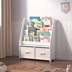 Kinder Home Dječiji organizator za knjige i igračke, Bijeli/Sivi