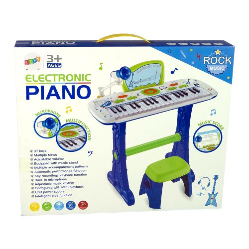 Dječji klavir na postolju "Piano for Kids" sa notama - plava slika 5