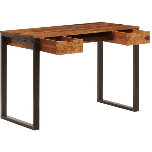 Radni stol od masivnog drva šišama i čelika 110 x 55 x 78 cm slika 23