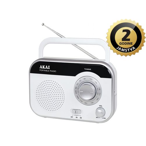 AKAI radio FM, AM, analogni, AC, R14 baterije, bijeli PR003A-410 slika 1