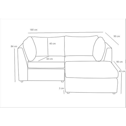 Mottona Mini Ugaona Sofa - Svetlo Siva slika 9