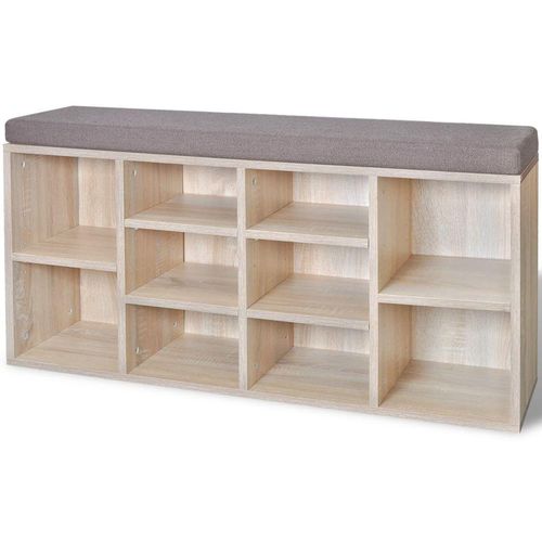 242555 Shoe Storage Bench 10 Compartments Oak Colour slika 5