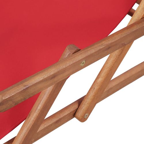 Sklopiva ležaljka za plažu od tkanine s drvenim okvirom crvena slika 36