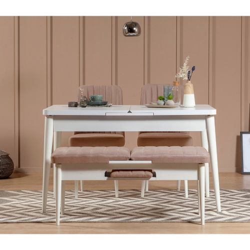 Woody Fashion Klupa, Bijela boja Kamen, Vina Bench - White, Stone slika 7