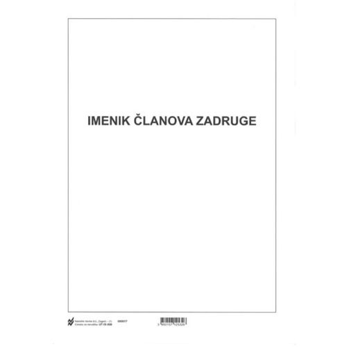 IX-408 IMENIK ČLANOVA ZADRUGE; Komplet arak + 7 listova, 21 x 29,7 cm slika 1