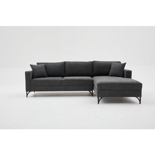 Atelier Del Sofa Kutna garnitura, Antracit Crno, Berlin Right - Anthracite, Black slika 7