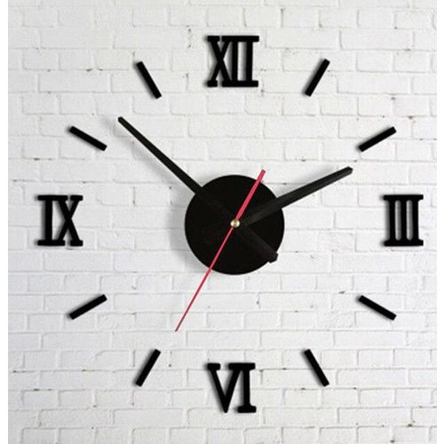 Veliki zidni sat s rimskim brojkama crni slika 1