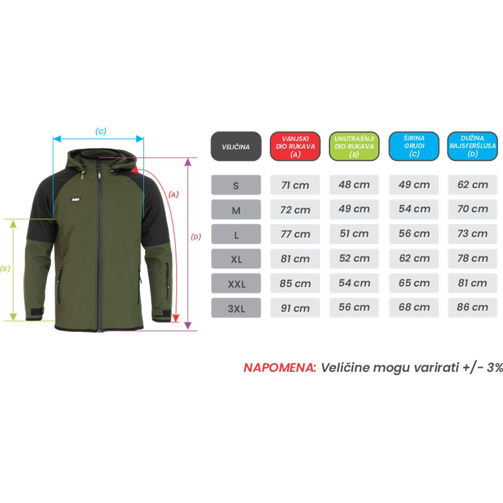 XGB3 Muška Softshell jakna Loki, Olive slika 2