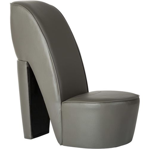 Stolica u obliku visoke pete od umjetne kože siva slika 17