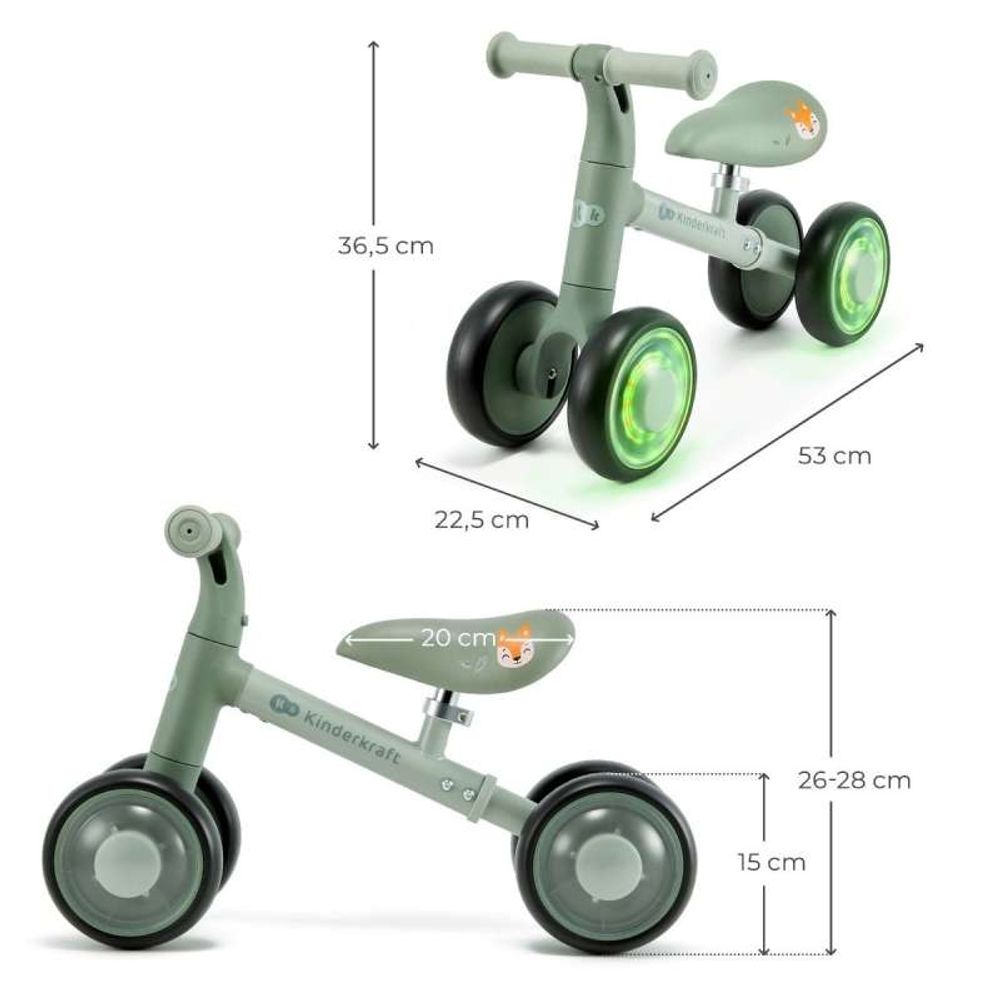 Kinderkraft Guralica sa svijetlećim točkovima Cutie Flash, Green slika 9