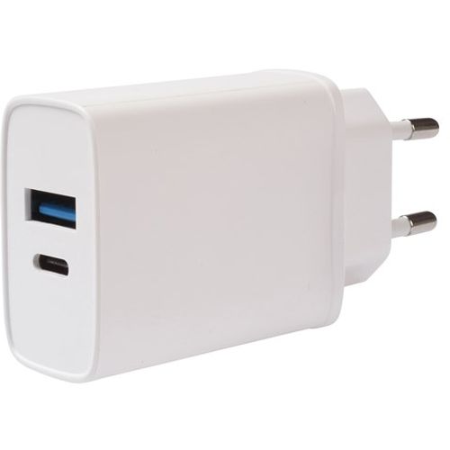 Strujni punjač VIVANCO 62401, 20W PD&amp;QC 3.0, USB-A + USB Type-C, bijeli slika 1