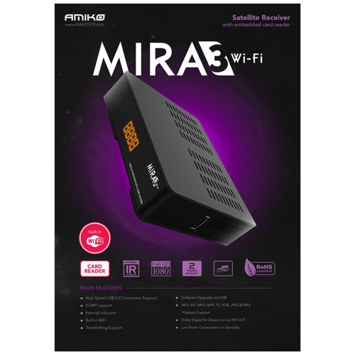 Amiko Prijemnik satelitski, DVB-S/S2, Full HD, USB, WiFi - MIRA3 WIFI slika 4