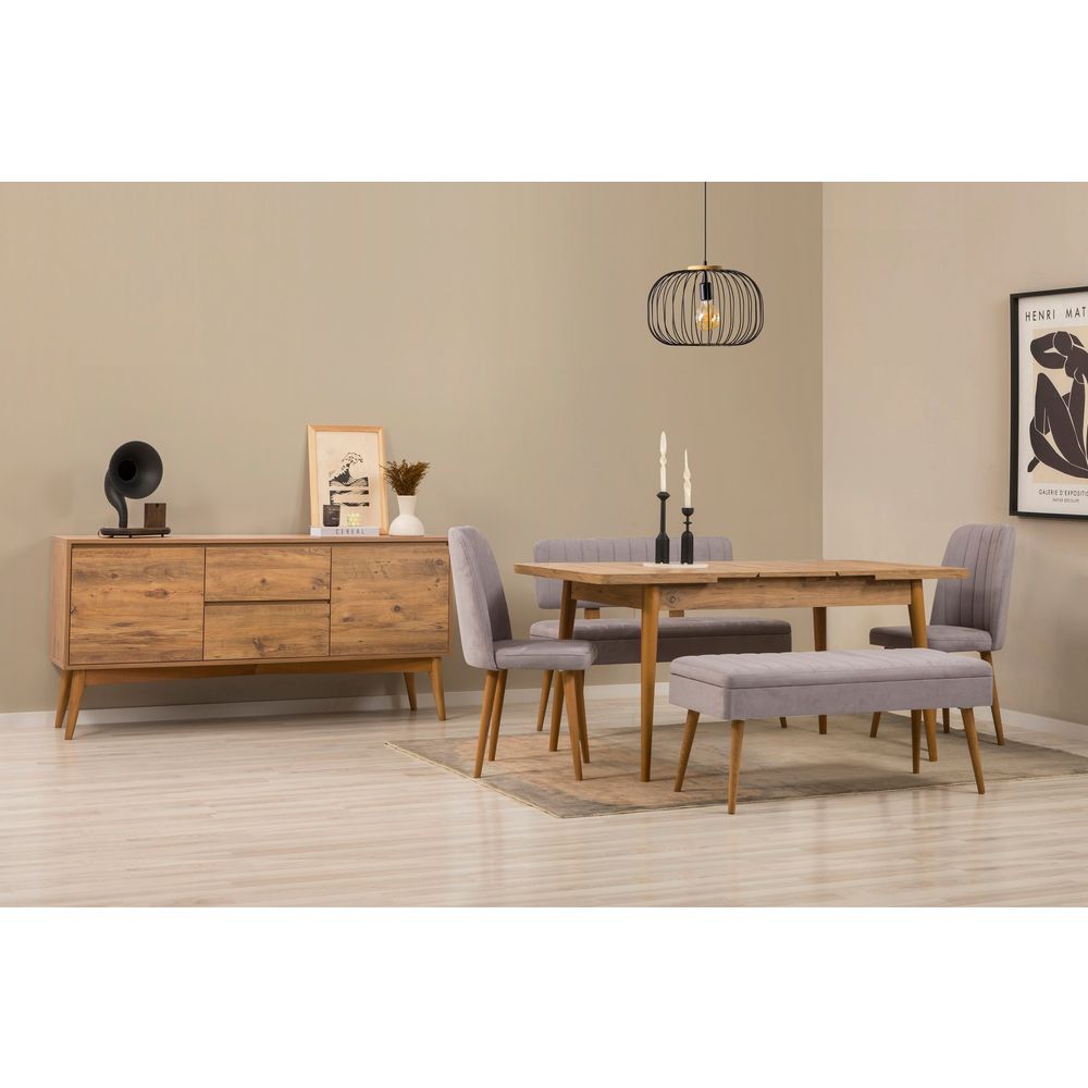 Vina Bench 04 0701 - Set za Trpezariju od 6 Komada u Sivoj Atlantic Borovini slika 2