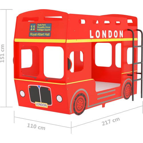 Krevet na kat londonski autobus crveni MDF 90 x 200 cm slika 12