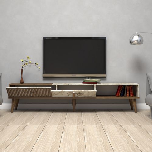 Woody Fashion Stalak za televizor, Milan - Walnut, White Marble slika 3