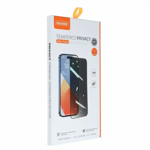 Kaljeno staklo 6D Pro Veason Privacy Glass – za iPhone 14 Pro Max crno slika 5