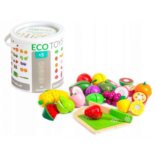 Ecotoys drveno voće set od 20 elemenata slika 1