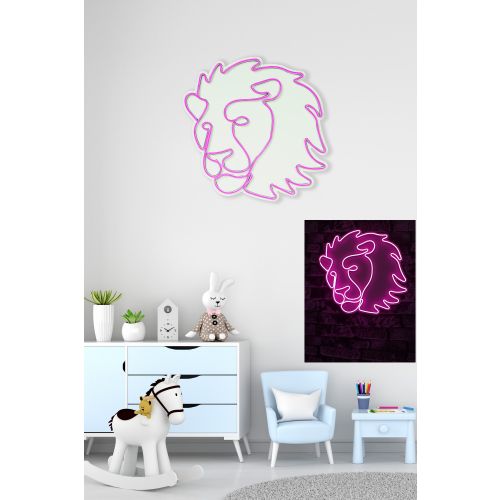 Wallity Ukrasna plastična LED rasvjeta, Lion - Pink slika 11