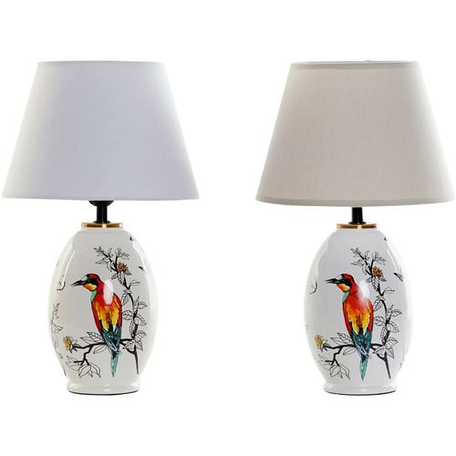 Stolna svjetiljka DKD Home Decor Bijela Bež Lan Gres Keramika 220 V 40 W ptice (2 pcs) (25 x 25 x 41 cm) slika 1