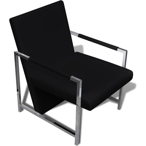 Fotelja od umjetne kože s kromiranim nogama crna slika 32
