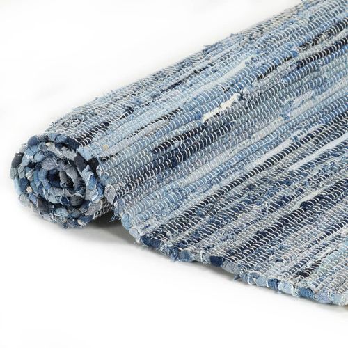 Ručno tkani tepih Chindi od trapera 200 x 290 cm plavi slika 3