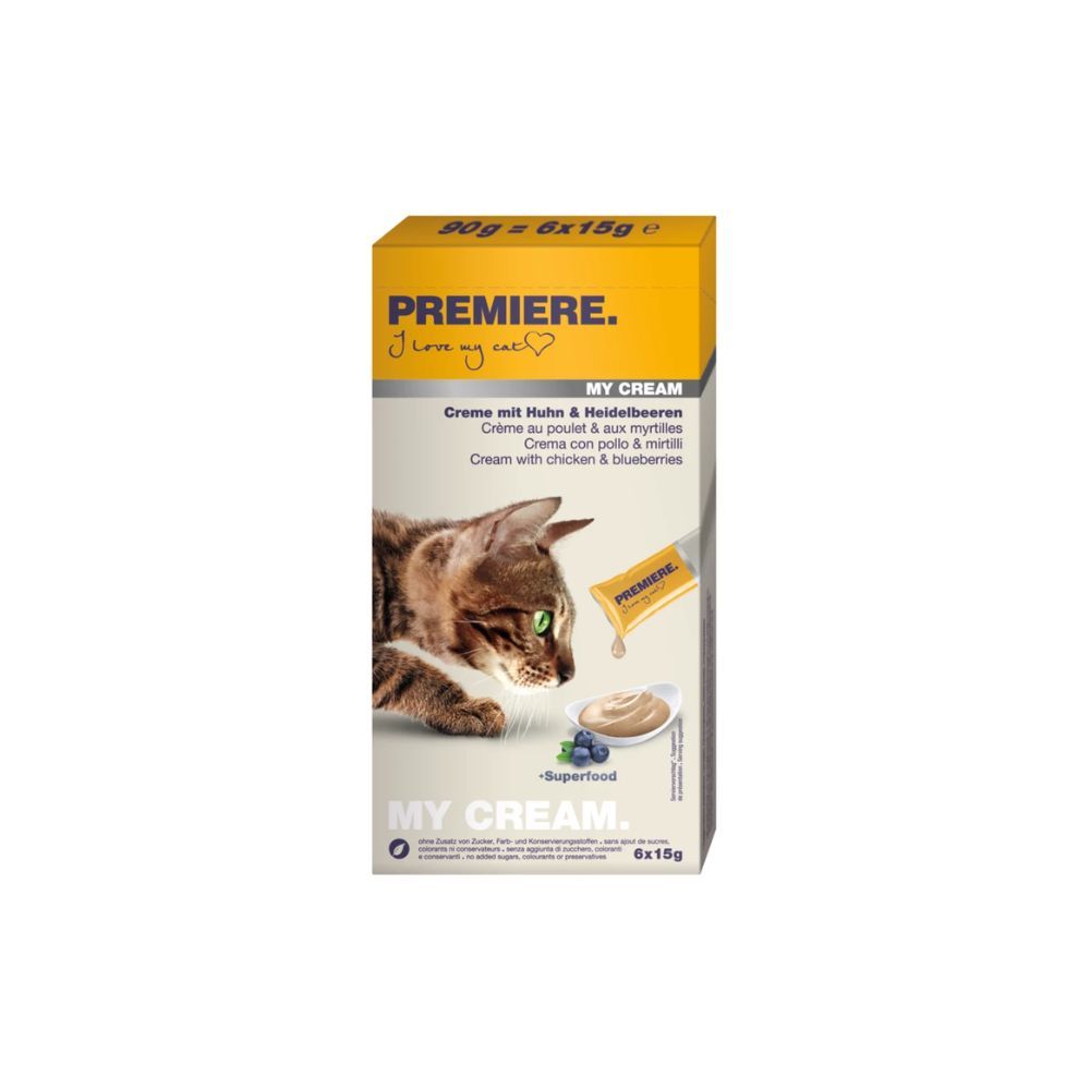 Premiere poslastica za mačke My Cream piletina i borovnica 6x15 g slika 1