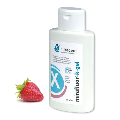 Miradent mirafluor-k-gel, 250ml, 0,615%, strawberry slika 1