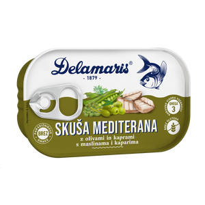 Delamaris skuša s maslinama i kaparima Mediterana,125 g