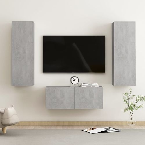 3-dijelni set TV ormarića siva boja betona od iverice slika 16