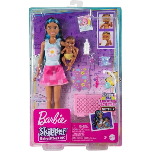 Set za igru Barbie Skipper - dadilja Barbie s plavim pramenovima slika 1