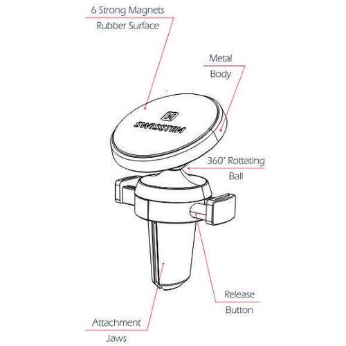 SWISSTEN držač za mobitel, metalni, magnet, za ventilaciju S-GRIP AIR VENT AV-M8 slika 4