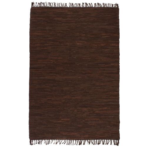 Ručno tkani tepih Chindi od kože 120 x 170 cm smeđi slika 22