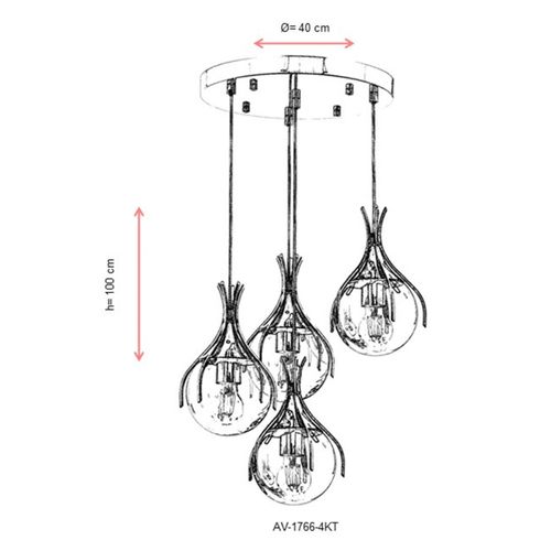 Hromirani luster AV-1766-4KT slika 4