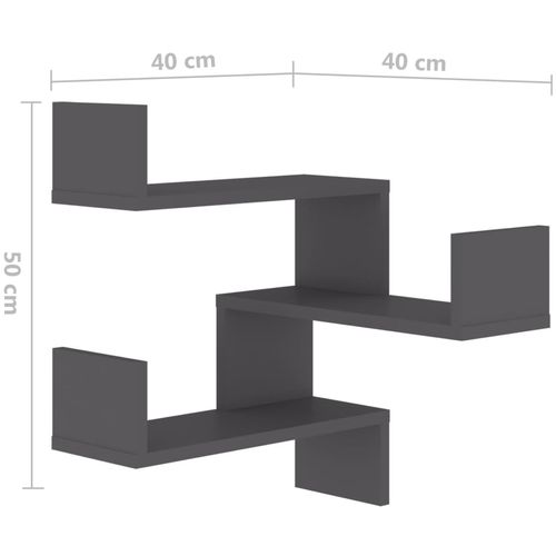 Zidne kutne police sive 40 x 40 x 50 cm od iverice slika 8