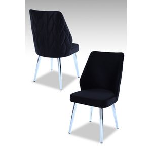 Pufi - Crni, Chrome Crni Set Stolica (4 Komada)
