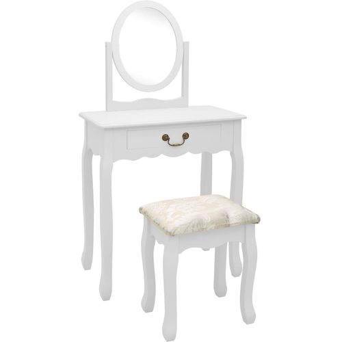 Toaletni stolić sa stolcem bijeli 65x36x128 cm paulovnija i MDF slika 18