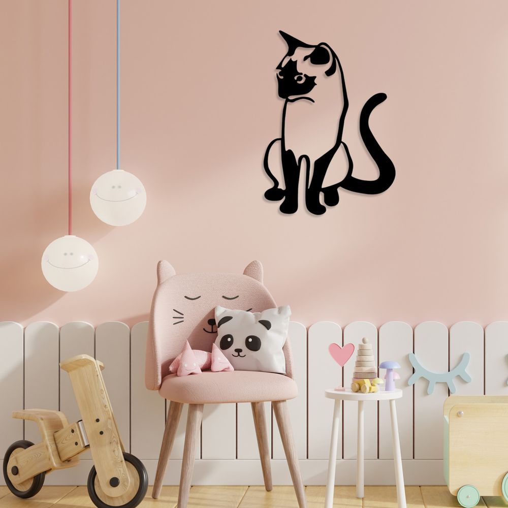 Metalna Dekoracija za Zid 'Cat 2' u Crnoj Boji slika 3