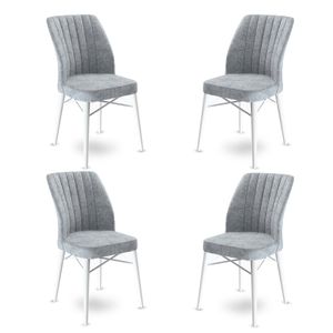 Flex - Sivi, Bijeli Set Stolica (4 Komada)