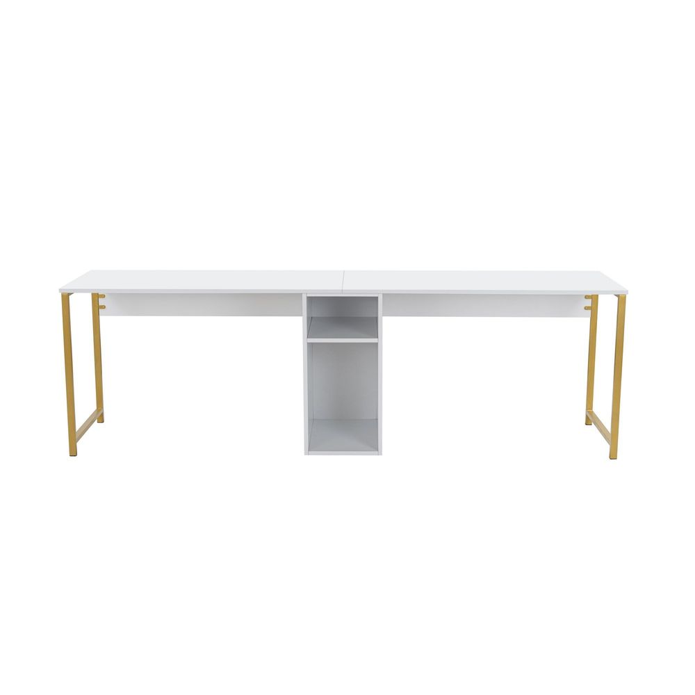 Twin Study Desk - Bijela i Zlatna slika 4