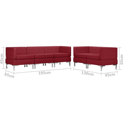 5-dijelni set sofa od tkanine crvena boja vina slika 8