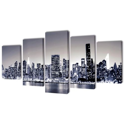 Monokromatski set slika na platnu panorama New Yorka 100 x 50 cm slika 7