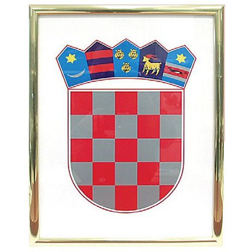 Grb Republike Hrvatske metalni okvir srebrni, 35x50 cm slika 2